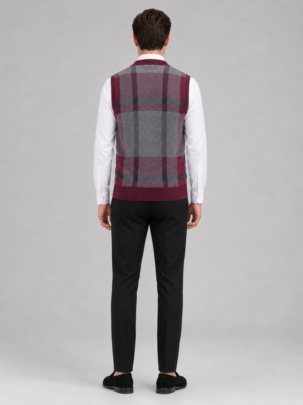 Men’s wine button front sweater vest comfortable sleeveless fleece knit layer for office and casual outfits