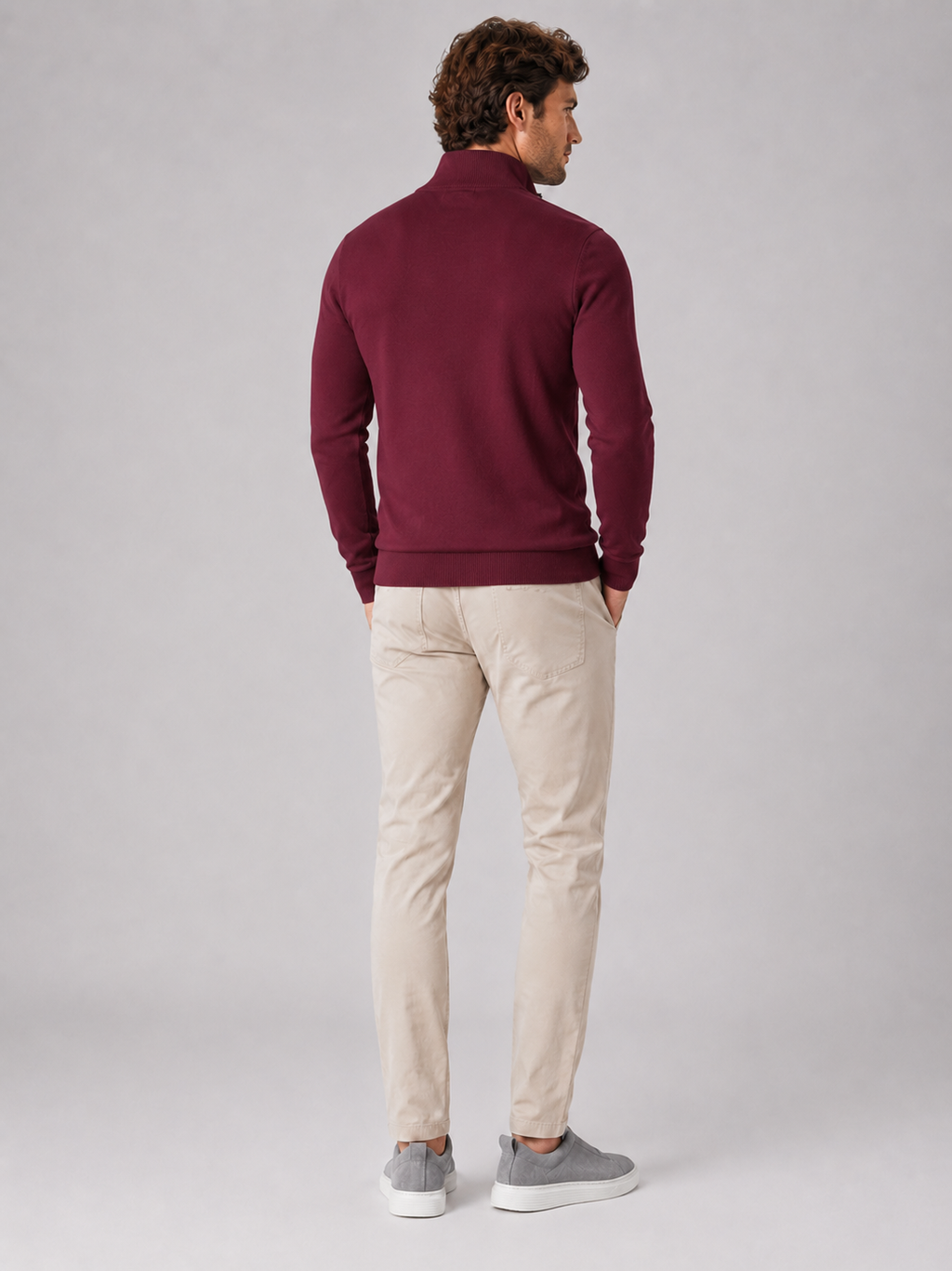 Men’s wine slim fit knit sweater comfortable spring fall layer for casual outfits