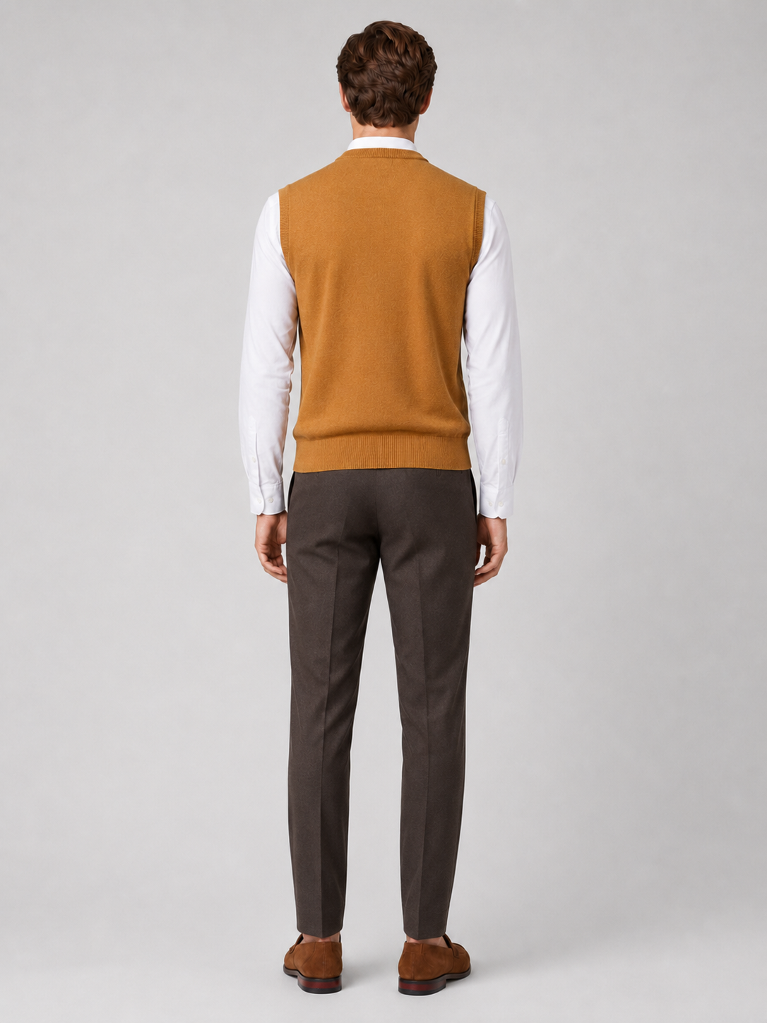 Men’s yellow lightweight knit sweater vest comfortable sleeveless layer for office and everyday outfits