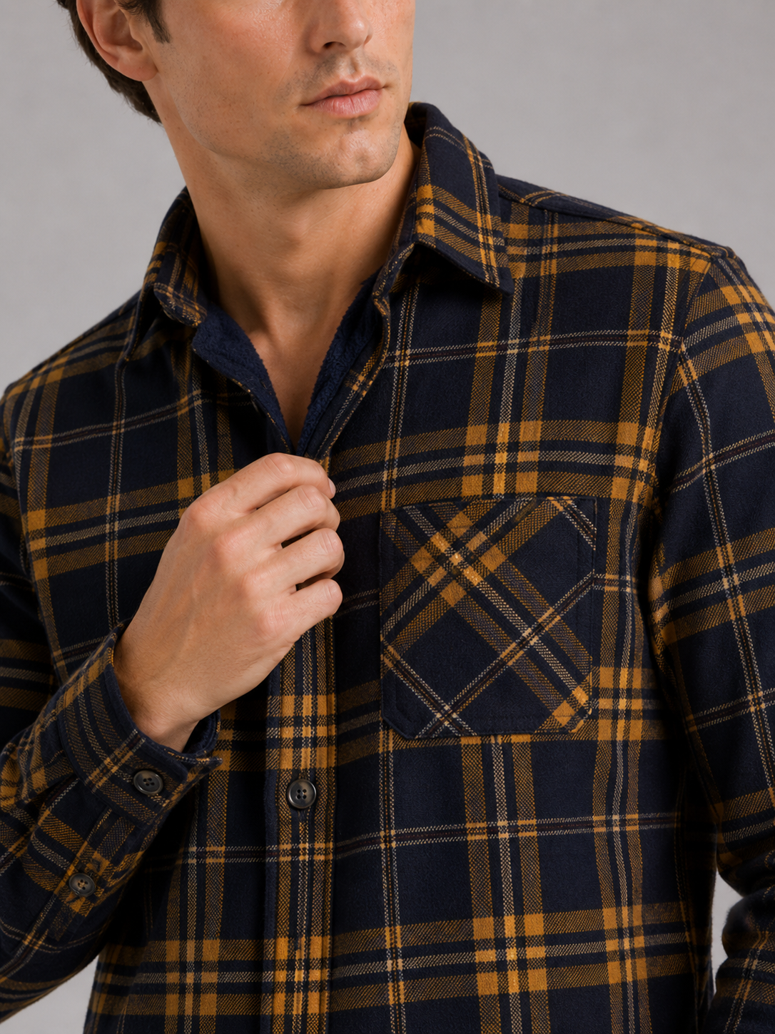 Men’s Flannel Shirt Fleece Lined Plaid Long Sleeve Thick Fall Winter Button-Up for Casual and Outdoor Wear