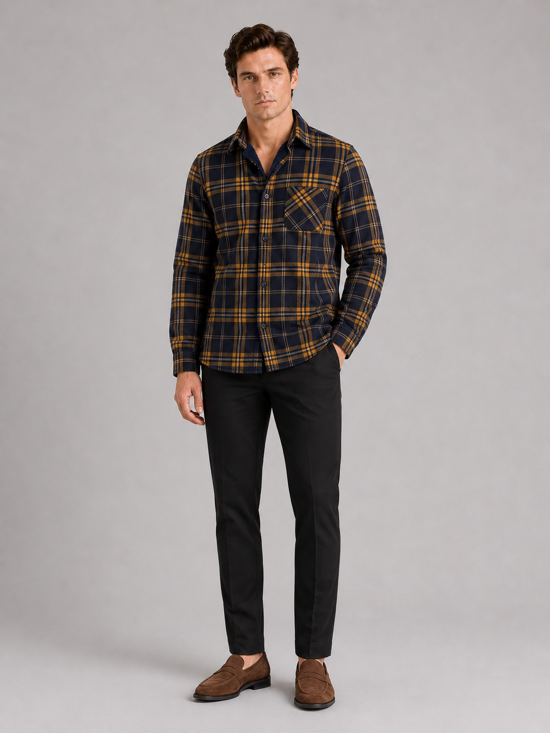 Men’s Flannel Shirt Fleece Lined Plaid Long Sleeve Thick Fall Winter Button-Up for Casual and Outdoor Wear